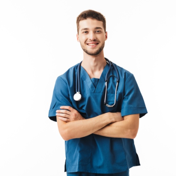 Smiling-Male-Nurse-Blue-Scrubs-Stethoscope