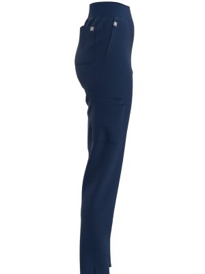 Women Scrub Bottom – The Classic – Utility – Double Pants – 13 Pockets – Navy Peony 4-min